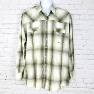 Roper Green/Brown Plaid Western w/Pearl Snaps 2XL